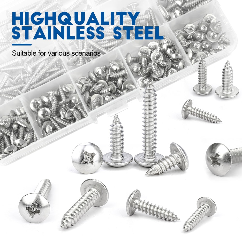 Cross Recess Truss Head Screw Set Stainless Steel Phillips Self Tapping kit - KiwisLove