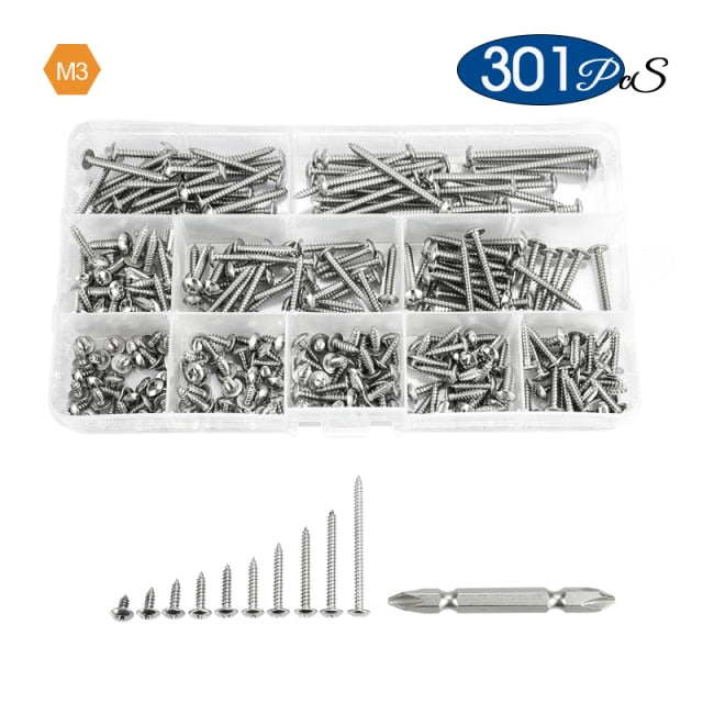 Cross Recess Truss Head Screw Set Stainless Steel Phillips Self Tapping kit - KiwisLove