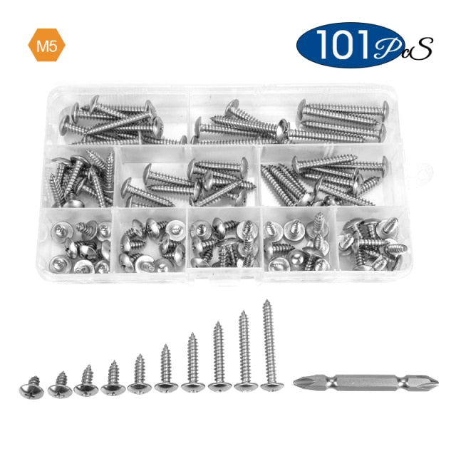 Cross Recess Truss Head Screw Set Stainless Steel Phillips Self Tapping kit - KiwisLove