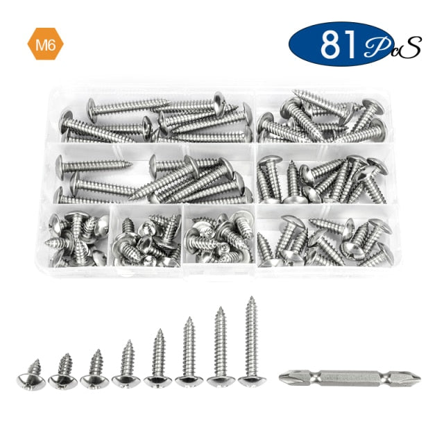 Cross Recess Truss Head Screw Set Stainless Steel Phillips Self Tapping kit - KiwisLove