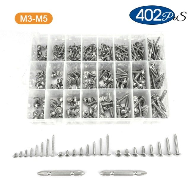 Cross Recess Truss Head Screw Set Stainless Steel Phillips Self Tapping kit - KiwisLove