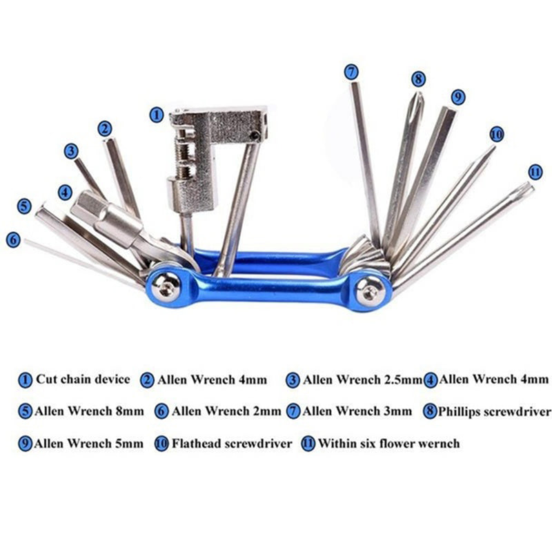 Multifunction 11 In1 Bicycle Repairing Set Bike Bike Repair Tool Kit Wrench Screwdriver Chain Hex Spoke Mountain Cycling Tools - KiwisLove