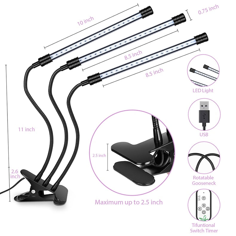LED Grow Light USB Phyto Lamp Full Spectrum Fitolamp For Plants Seedlings Flower Home Tent - KiwisLove