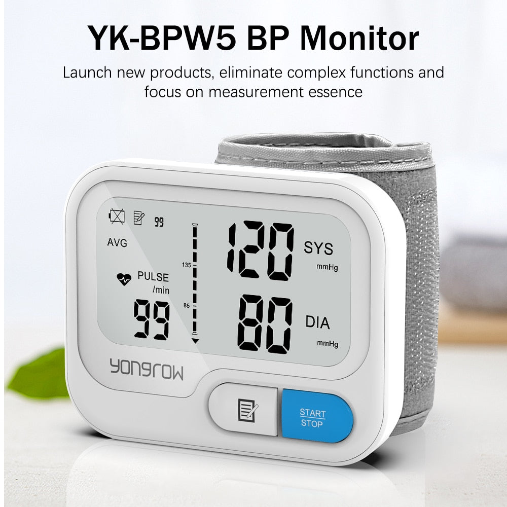 Yongrow Automatic Digital Wrist Blood Pressure Monitor Sphygmomanometer Tonometer Tensiometer Heart Rate Pulse Meter BP Monitor - KiwisLove