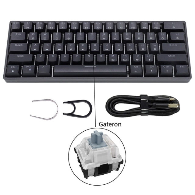 Mechanical Keyboard USB Wired LED Backlit Axis Gaming Mechanical Keyboard Gateron Optical Switches For Desktop - KiwisLove