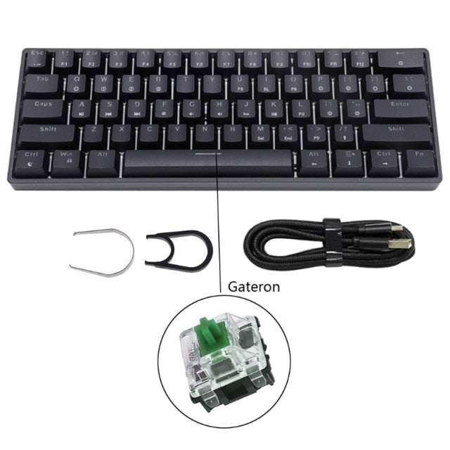 Mechanical Keyboard USB Wired LED Backlit Axis Gaming Mechanical Keyboard Gateron Optical Switches For Desktop - KiwisLove