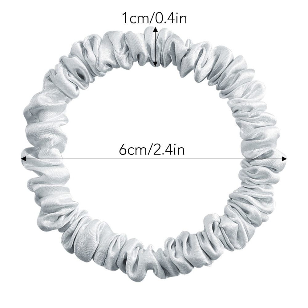 100% Pure Silk Skinnies Small Scrunchie Set Hair Bow Ties Ropes Bands Skinny Scrunchy - KiwisLove