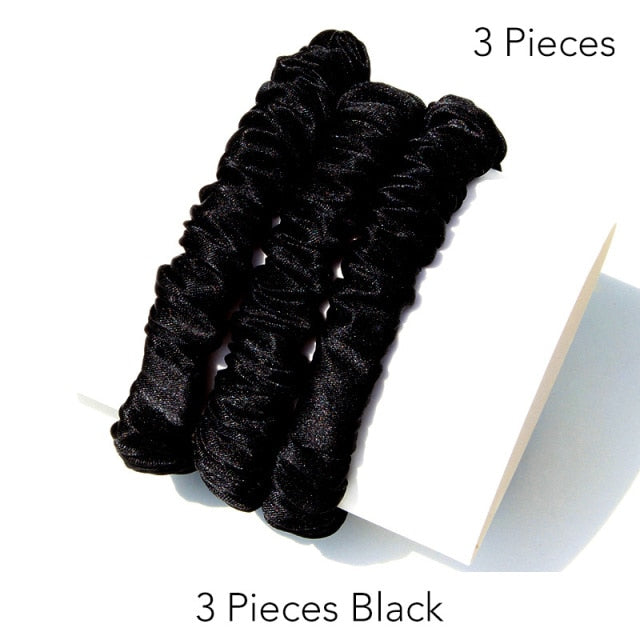 100% Pure Silk Skinnies Small Scrunchie Set Hair Bow Ties Ropes Bands Skinny Scrunchy - KiwisLove