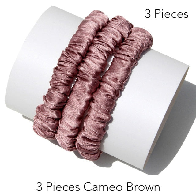 100% Pure Silk Skinnies Small Scrunchie Set Hair Bow Ties Ropes Bands Skinny Scrunchy - KiwisLove