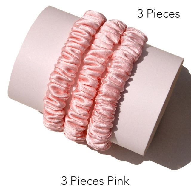 100% Pure Silk Skinnies Small Scrunchie Set Hair Bow Ties Ropes Bands Skinny Scrunchy - KiwisLove
