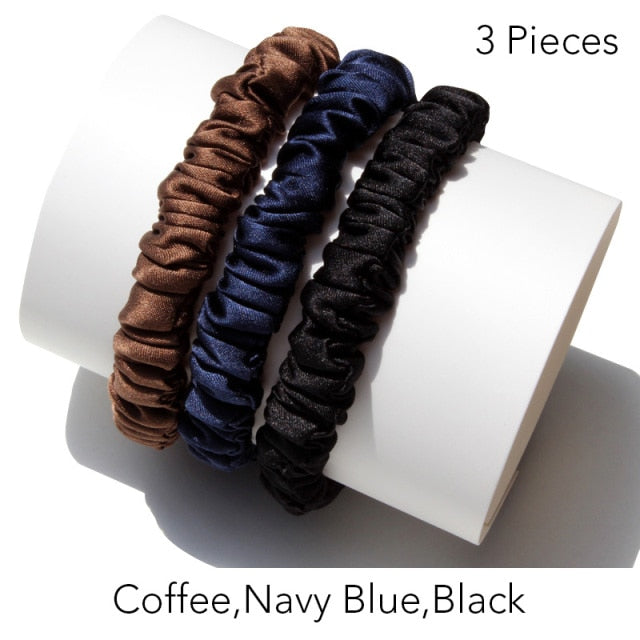 100% Pure Silk Skinnies Small Scrunchie Set Hair Bow Ties Ropes Bands Skinny Scrunchy - KiwisLove