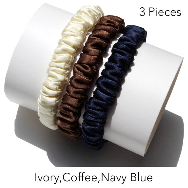 100% Pure Silk Skinnies Small Scrunchie Set Hair Bow Ties Ropes Bands Skinny Scrunchy - KiwisLove