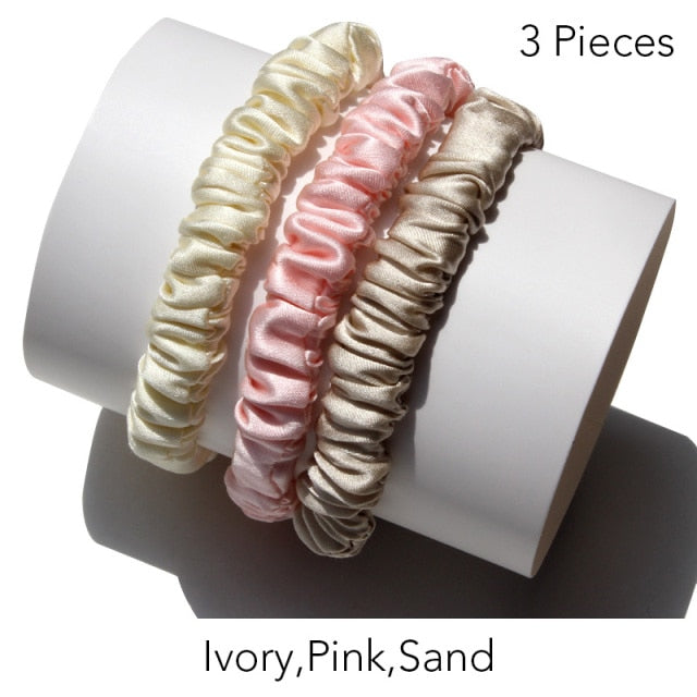 100% Pure Silk Skinnies Small Scrunchie Set Hair Bow Ties Ropes Bands Skinny Scrunchy - KiwisLove