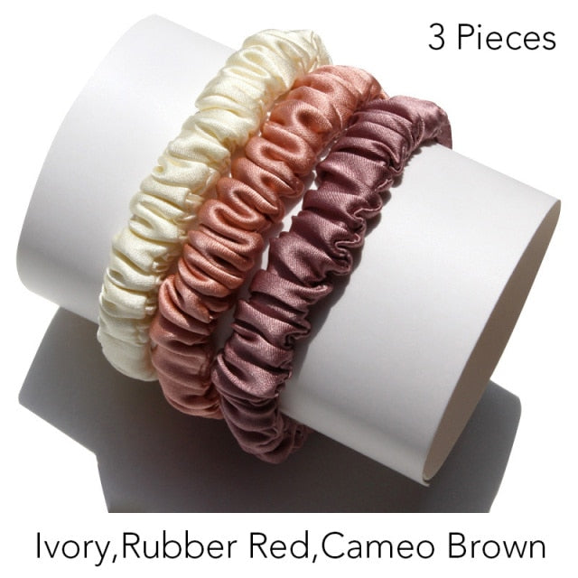 100% Pure Silk Skinnies Small Scrunchie Set Hair Bow Ties Ropes Bands Skinny Scrunchy - KiwisLove