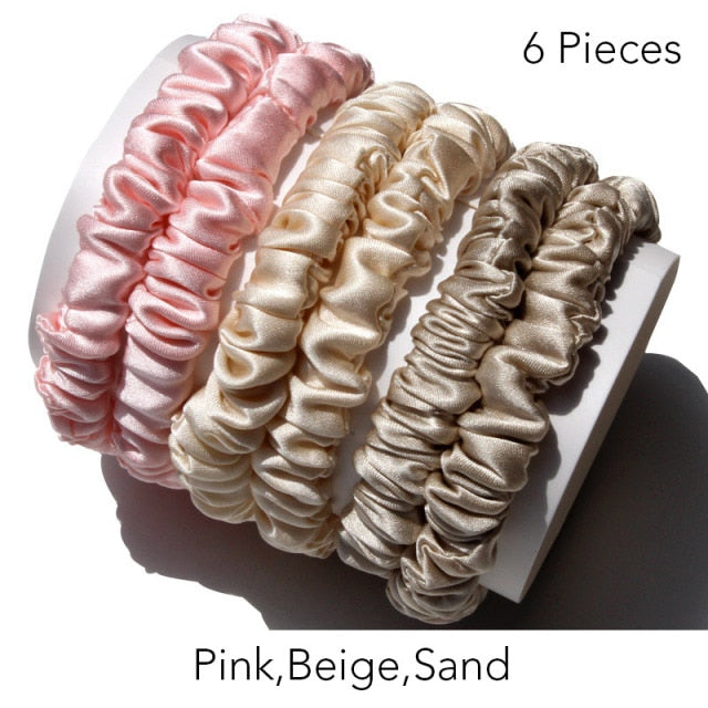 100% Pure Silk Skinnies Small Scrunchie Set Hair Bow Ties Ropes Bands Skinny Scrunchy - KiwisLove
