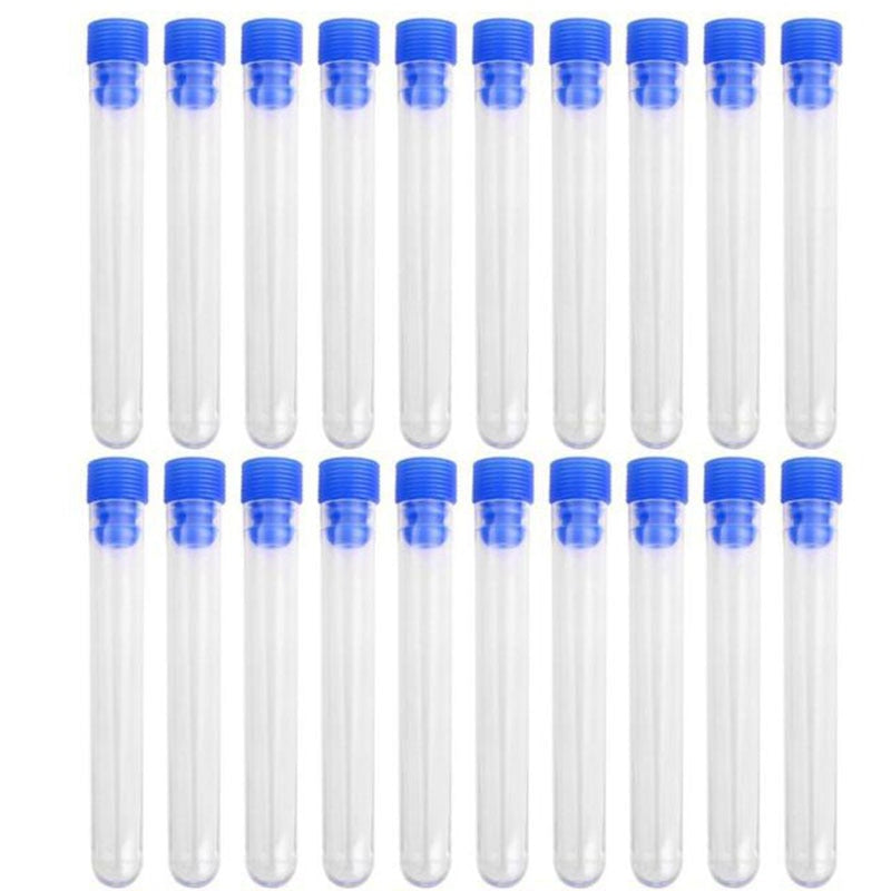 10 Pcs 12x100 Mm Transparent Laboratory Transparent Plastic Test Tube with Starting Cap - KiwisLove