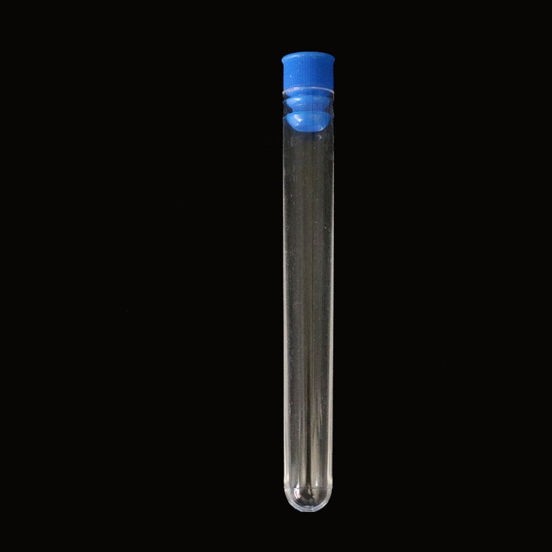 10 Pcs 12x100 Mm Transparent Laboratory Transparent Plastic Test Tube with Starting Cap - KiwisLove