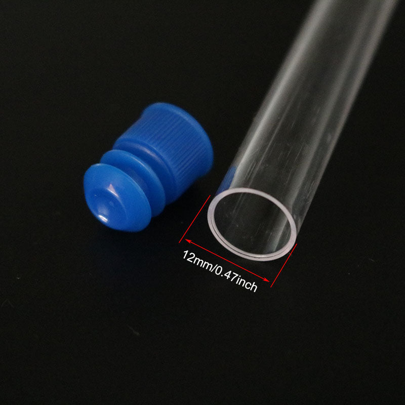 10 Pcs 12x100 Mm Transparent Laboratory Transparent Plastic Test Tube with Starting Cap - KiwisLove