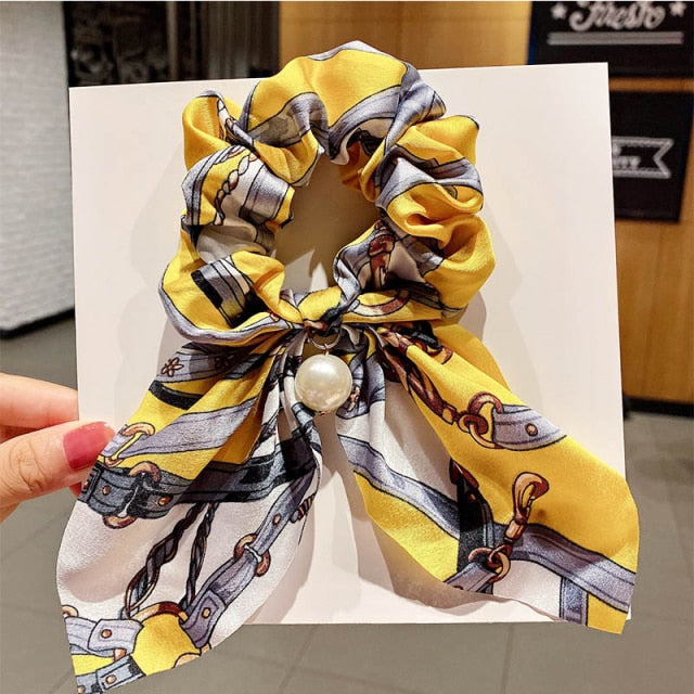 Vintage  Knot Pearls Elastic Hair Bands Sweet Headband Rubber Band Scrunchie - KiwisLove