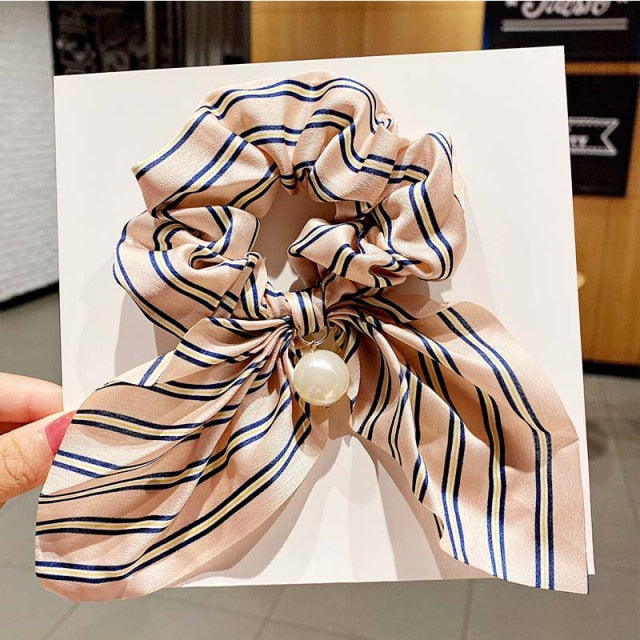 Vintage  Knot Pearls Elastic Hair Bands Sweet Headband Rubber Band Scrunchie - KiwisLove