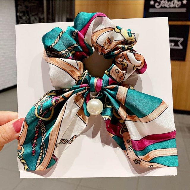 Vintage  Knot Pearls Elastic Hair Bands Sweet Headband Rubber Band Scrunchie - KiwisLove