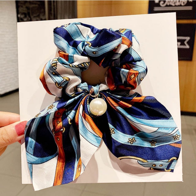 Vintage  Knot Pearls Elastic Hair Bands Sweet Headband Rubber Band Scrunchie - KiwisLove