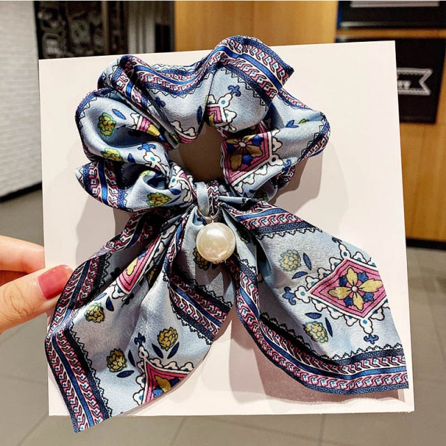 Vintage  Knot Pearls Elastic Hair Bands Sweet Headband Rubber Band Scrunchie - KiwisLove