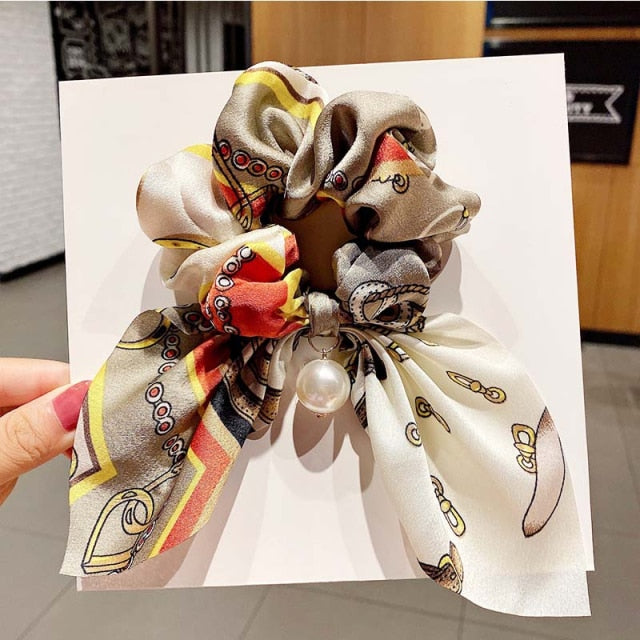 Vintage  Knot Pearls Elastic Hair Bands Sweet Headband Rubber Band Scrunchie - KiwisLove