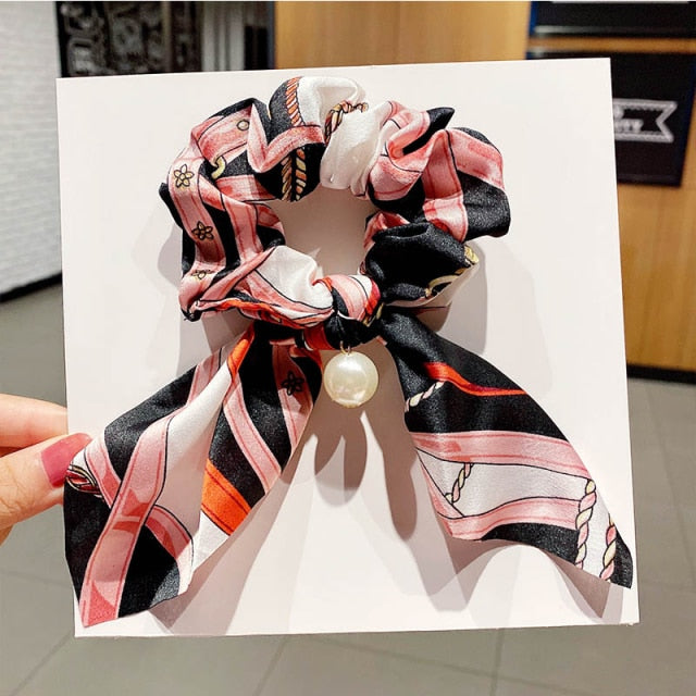 Vintage  Knot Pearls Elastic Hair Bands Sweet Headband Rubber Band Scrunchie - KiwisLove