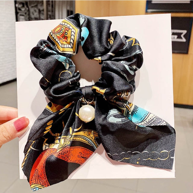 Vintage  Knot Pearls Elastic Hair Bands Sweet Headband Rubber Band Scrunchie - KiwisLove