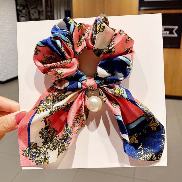 Vintage  Knot Pearls Elastic Hair Bands Sweet Headband Rubber Band Scrunchie - KiwisLove