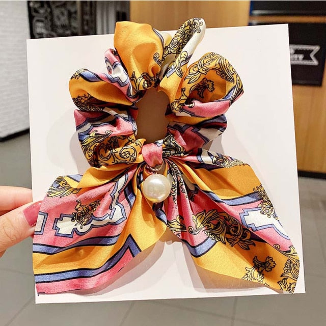 Vintage  Knot Pearls Elastic Hair Bands Sweet Headband Rubber Band Scrunchie - KiwisLove