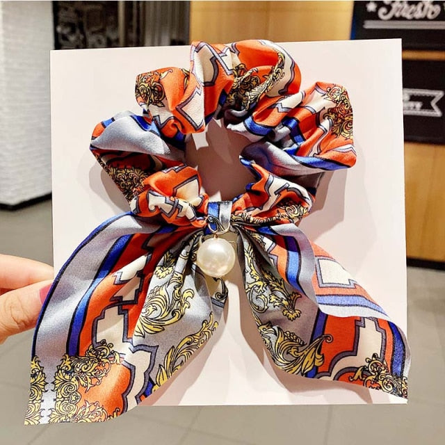 Vintage  Knot Pearls Elastic Hair Bands Sweet Headband Rubber Band Scrunchie - KiwisLove