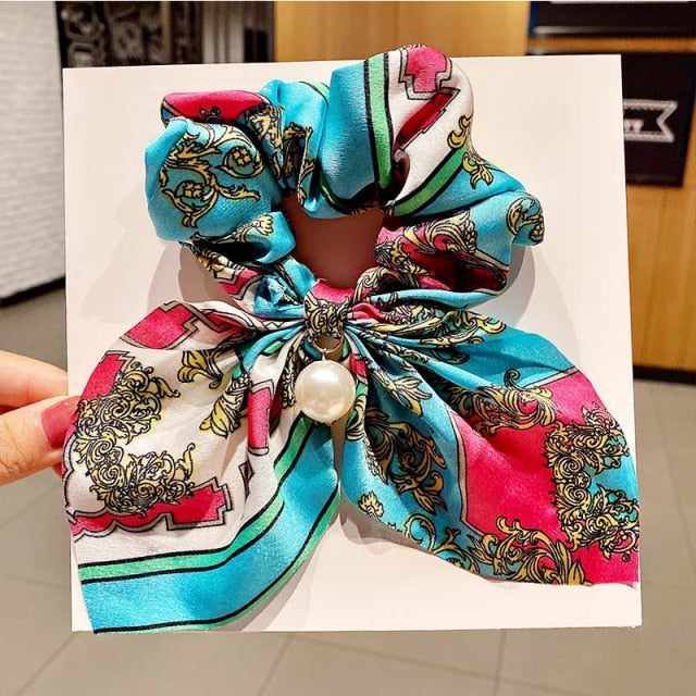 Vintage  Knot Pearls Elastic Hair Bands Sweet Headband Rubber Band Scrunchie - KiwisLove