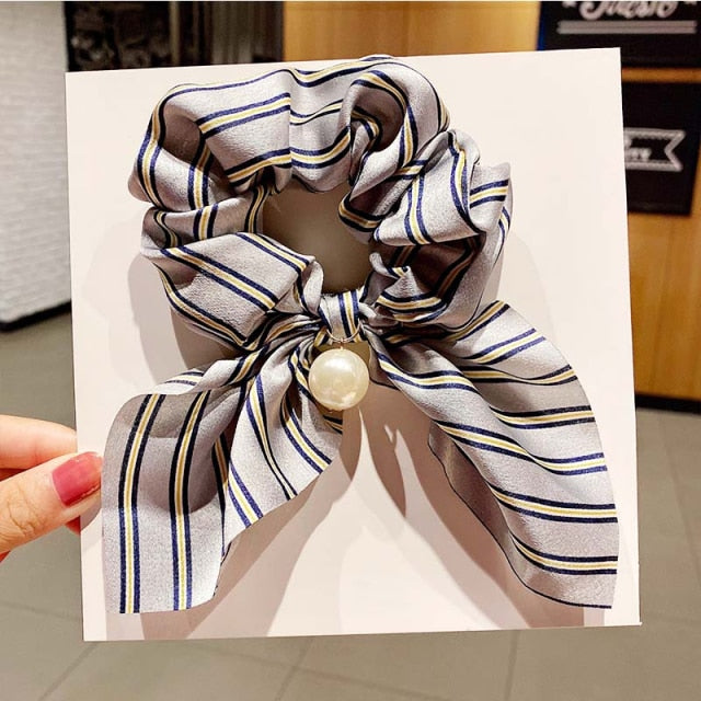 Vintage  Knot Pearls Elastic Hair Bands Sweet Headband Rubber Band Scrunchie - KiwisLove