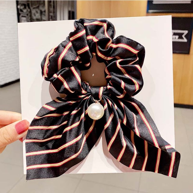 Vintage  Knot Pearls Elastic Hair Bands Sweet Headband Rubber Band Scrunchie - KiwisLove