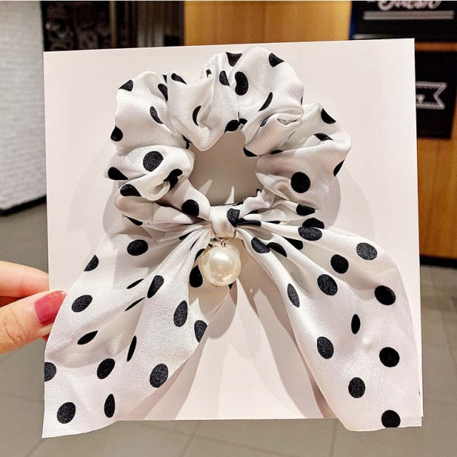 Vintage  Knot Pearls Elastic Hair Bands Sweet Headband Rubber Band Scrunchie - KiwisLove