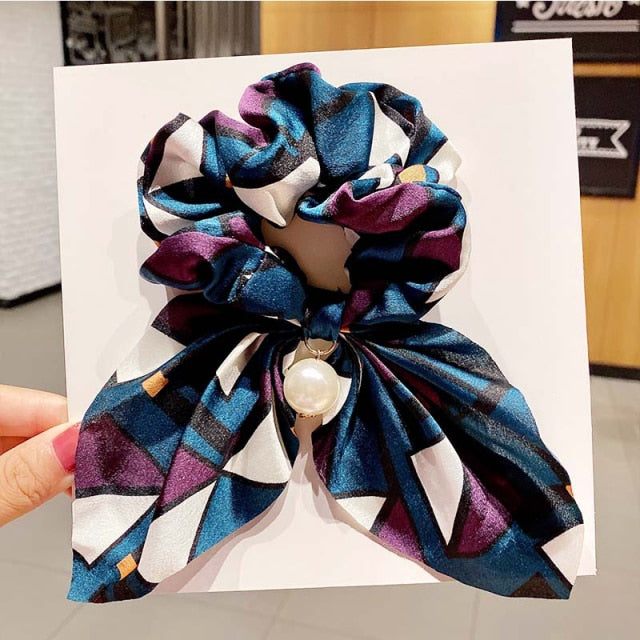 Vintage  Knot Pearls Elastic Hair Bands Sweet Headband Rubber Band Scrunchie - KiwisLove