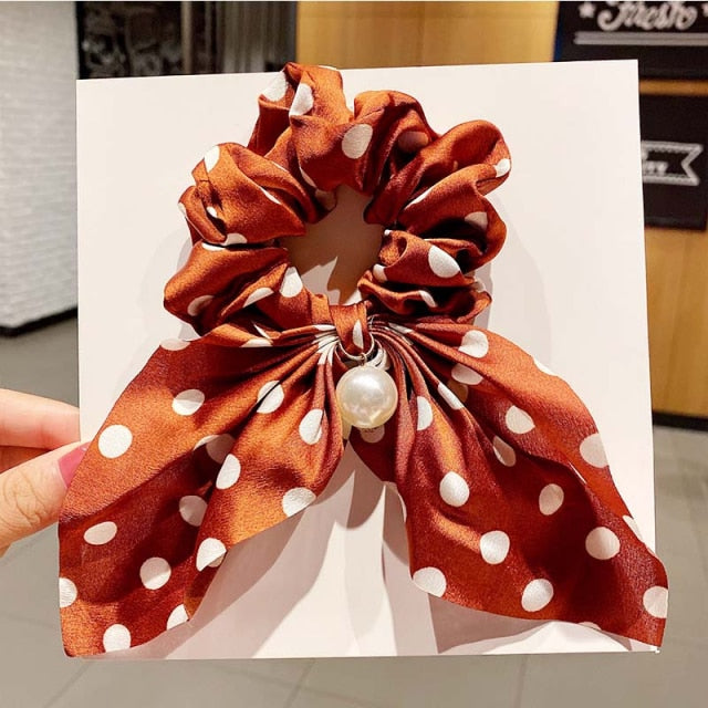 Vintage  Knot Pearls Elastic Hair Bands Sweet Headband Rubber Band Scrunchie - KiwisLove