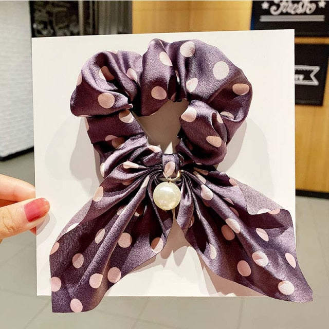 Vintage  Knot Pearls Elastic Hair Bands Sweet Headband Rubber Band Scrunchie - KiwisLove