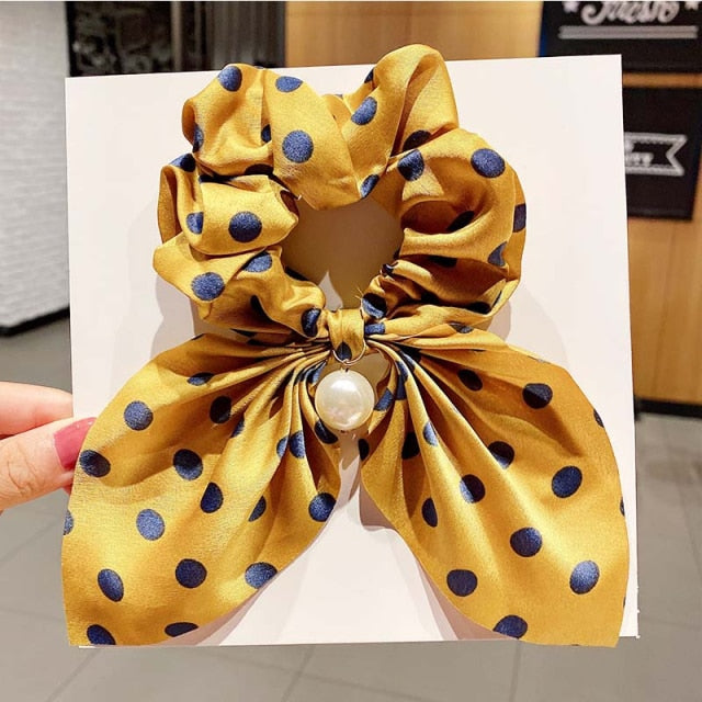 Vintage  Knot Pearls Elastic Hair Bands Sweet Headband Rubber Band Scrunchie - KiwisLove