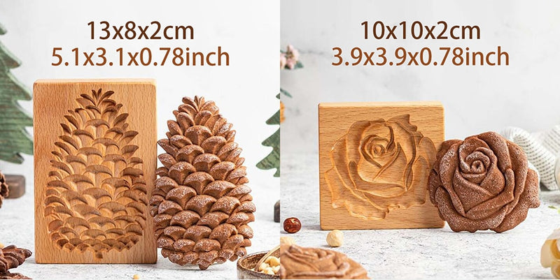 Wooden Provance Cookie Cutter Mold Press 3D Cake Embossing Baking Mold Tools Large Rose Gingerbread Biscuit Cookie Stamp Bakery - KiwisLove