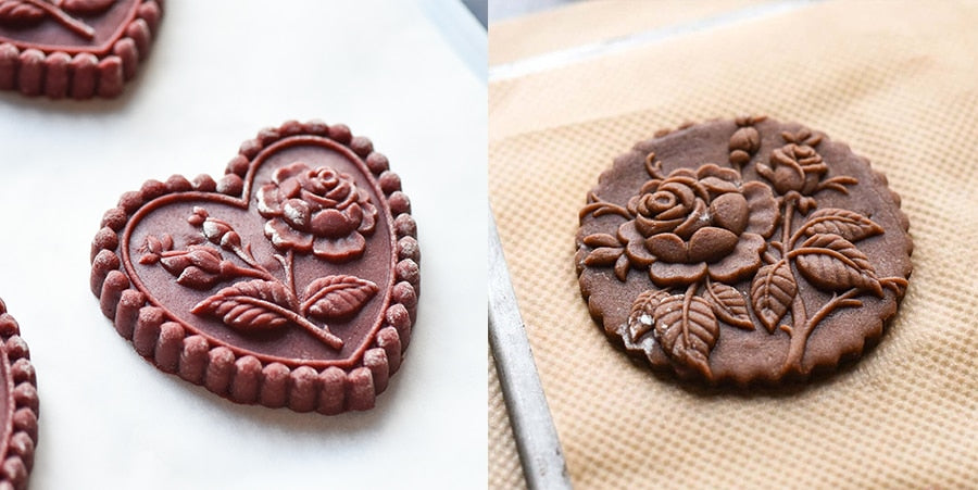 Wooden Provance Cookie Cutter Mold Press 3D Cake Embossing Baking Mold Tools Large Rose Gingerbread Biscuit Cookie Stamp Bakery - KiwisLove