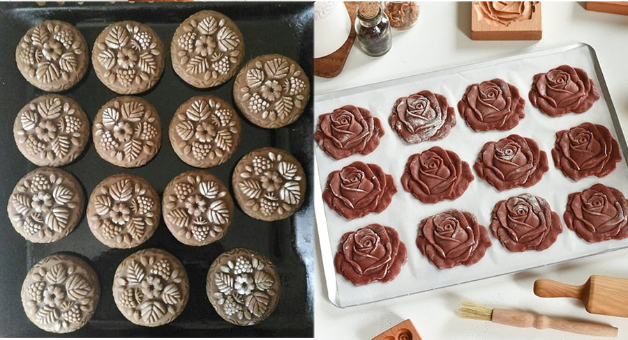 Wooden Provance Cookie Cutter Mold Press 3D Cake Embossing Baking Mold Tools  Gingerbread Biscuit Cookie Stamp Bakery Raspberry - KiwisLove