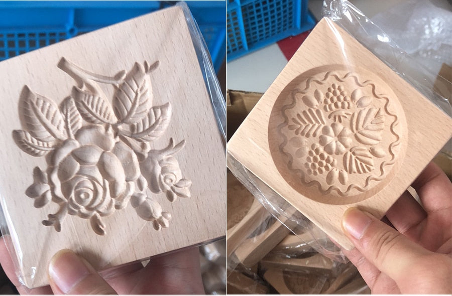 Wooden Provance Cookie Cutter Mold Press 3D Cake Embossing Baking Mold Tools Large Rose Gingerbread Biscuit Cookie Stamp Bakery - KiwisLove