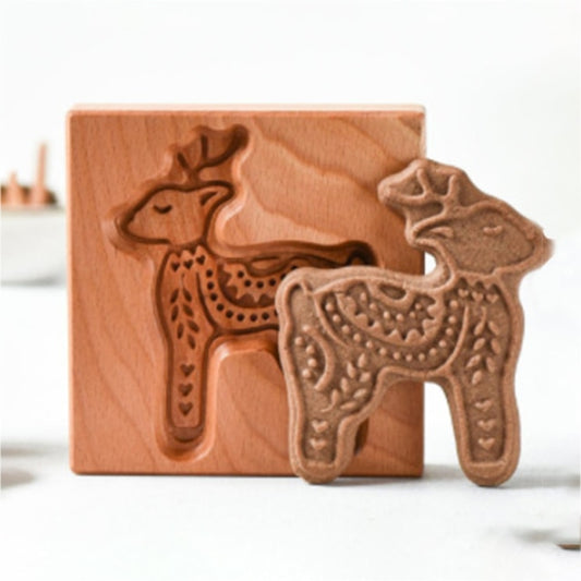 Wooden Provance Cookie Cutter Mold Press 3D Cake Embossing Baking Mold Tools Elk Gingerbread Biscuit Cookie Stamp Bakery - KiwisLove