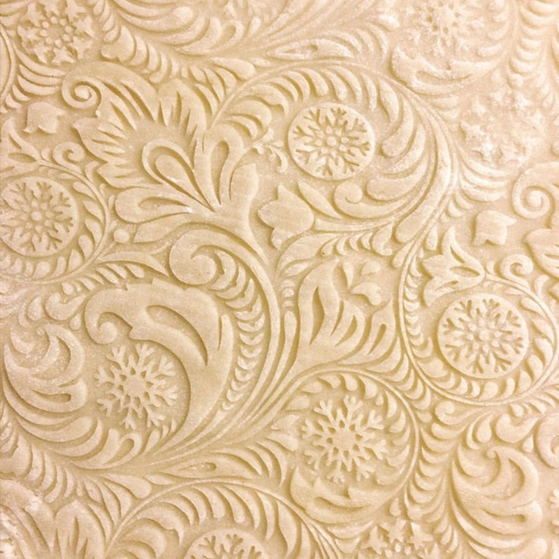 Wooden Engraved Roller Embossing Rolling Pin Leave Pattern Cookies Biscuit - KiwisLove