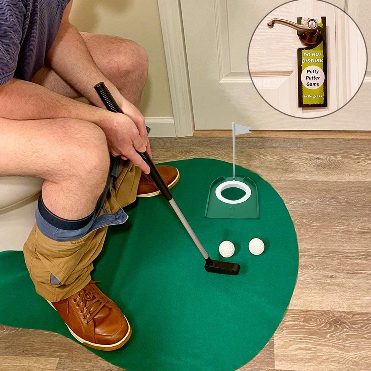 Golf Putting Trainer With Hole Flag Putter Green Practice Aid - KiwisLove
