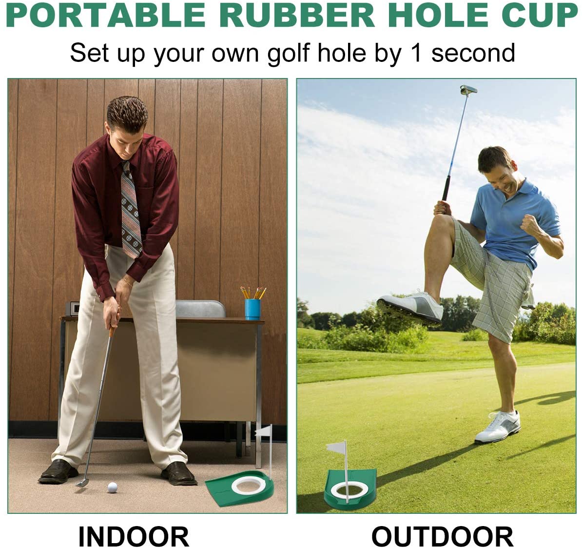 Golf Putting Trainer With Hole Flag Putter Green Practice Aid - KiwisLove