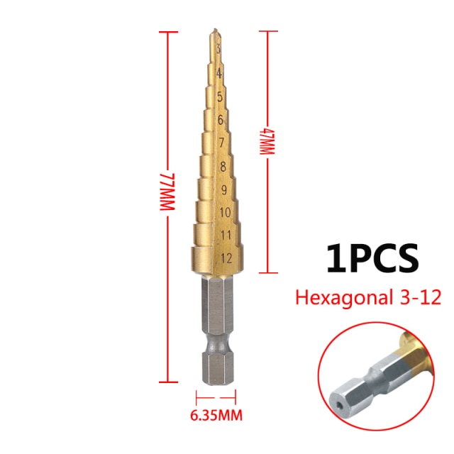 3-12mm 4-12mm 4-20mm HSS Straight Groove Step Drill Bit Set Titanium Coated Wood Metal Hole Cutter Core Drill Bit Set - KiwisLove